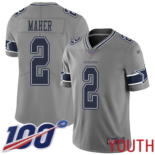 Youth Dallas Cowboys Limited Gray Brett Maher #2 100th Season Inverted Legend NFL Jersey->youth nfl jersey->Youth Jersey